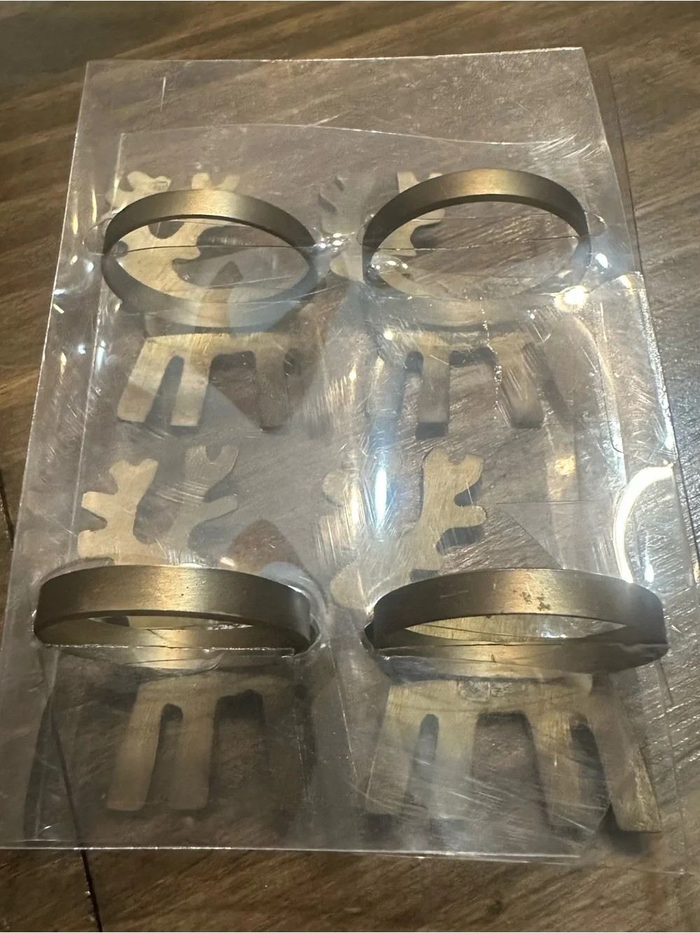 Set of 4 Brass Reindeer Holiday Napkin Rings